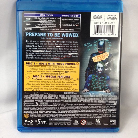 The Dark Knight-2008-Two Disc Special Edition-Bluray-Used-Like New - Picture 2 of 5